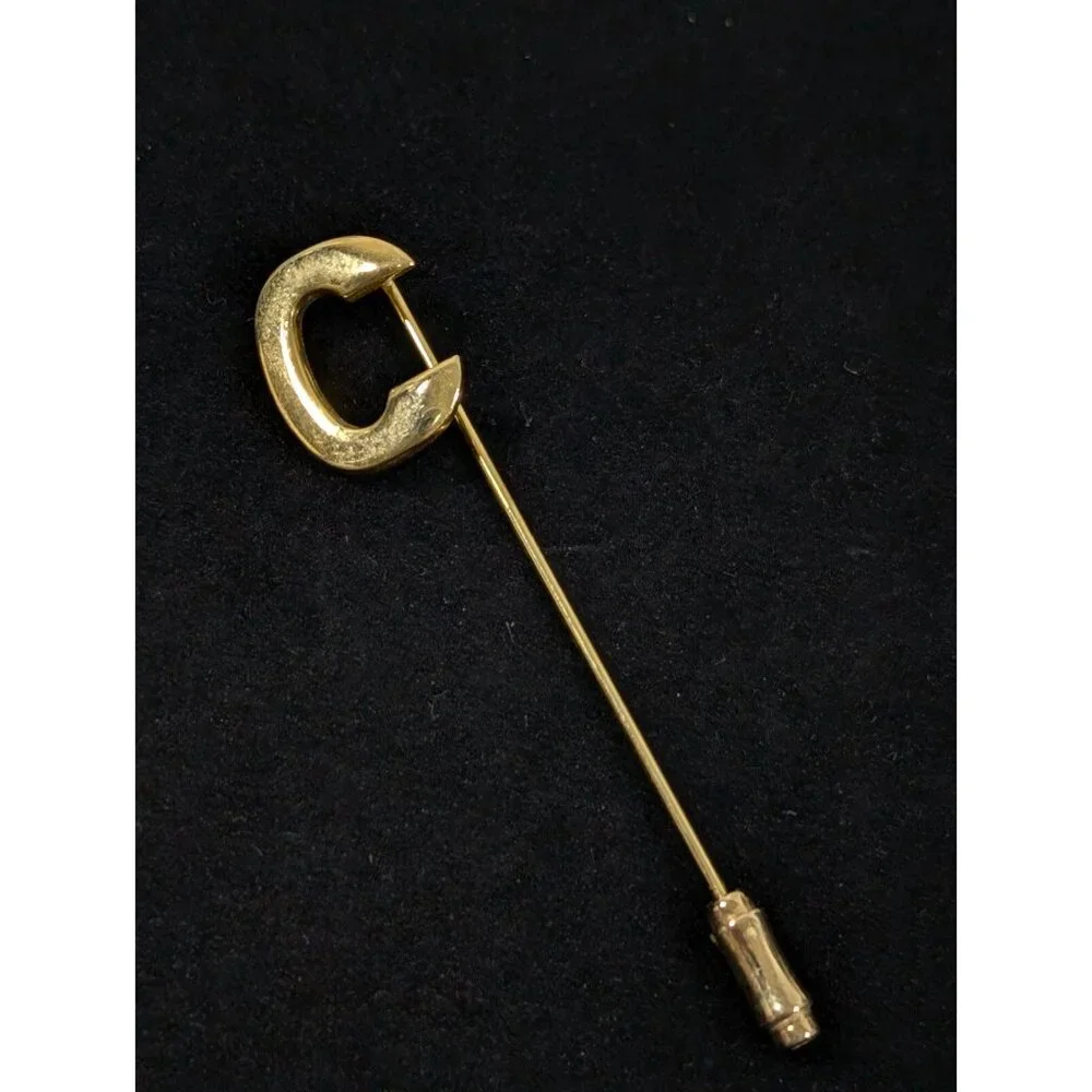 Vintage Gold Tone Initial‎ Letter C Monogram Stick Pin